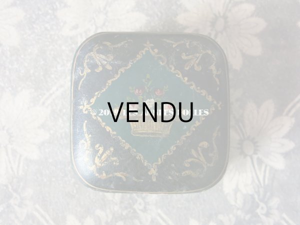 画像5: 19世紀末 アンティーク 薔薇のジュエリーボックス ブレスレット用　ダークブルーのベルベット ＆ 薔薇のペイント入りシルクサテン  (81) (5)