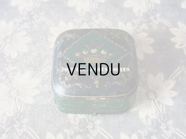 画像4: 19世紀末 アンティーク 薔薇のジュエリーボックス ブレスレット用　ダークブルーのベルベット ＆ 薔薇のペイント入りシルクサテン  (81) (4)