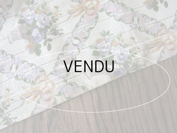 画像16: 未使用 1930年代 アンティーク  ローズパニエ柄 ファブリック 薄紫 78×310cm (16)