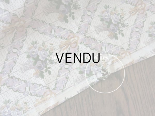 画像13: 未使用 1930年代 アンティーク  ローズパニエ柄 ファブリック 薄紫 78×310cm (13)