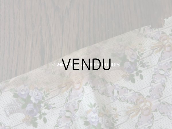 画像7: 未使用 1930年代 アンティーク  ローズパニエ柄 ファブリック 薄紫 78×310cm (7)