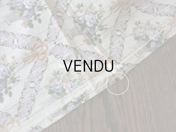 画像12: 未使用 1930年代 アンティーク  ローズパニエ柄 ファブリック 薄紫 78×310cm (12)