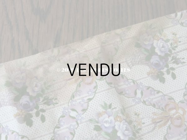 画像5: 未使用 1930年代 アンティーク  ローズパニエ柄 ファブリック 薄紫 78×310cm (5)