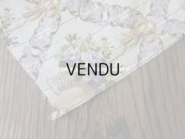 画像18: 未使用 1930年代 アンティーク  ローズパニエ柄 ファブリック 薄紫 78×310cm (18)