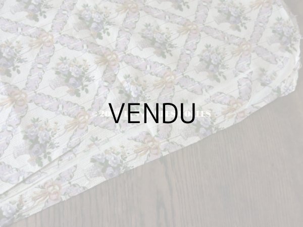 画像11: 未使用 1930年代 アンティーク  ローズパニエ柄 ファブリック 薄紫 78×310cm (11)