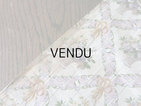 画像4: 未使用 1930年代 アンティーク  ローズパニエ柄 ファブリック 薄紫 78×310cm (4)