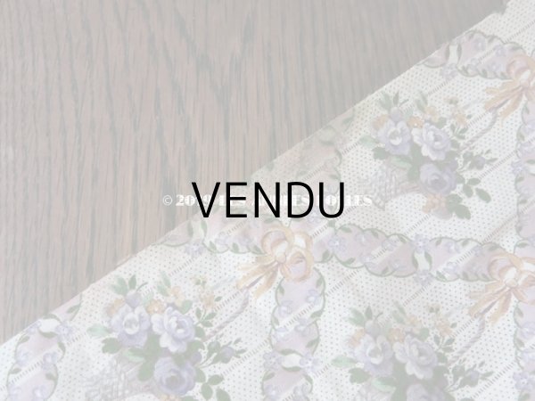 画像9: 未使用 1930年代 アンティーク  ローズパニエ柄 ファブリック 薄紫 78×310cm (9)