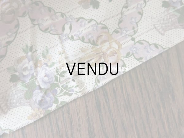 画像17: 未使用 1930年代 アンティーク  ローズパニエ柄 ファブリック 薄紫 78×310cm (17)