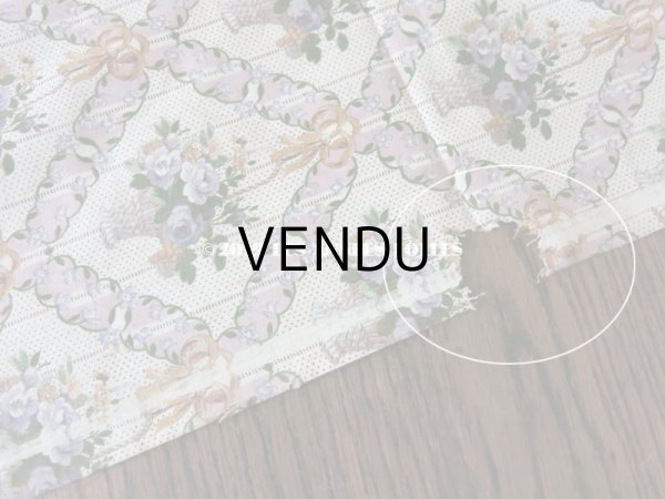 画像14: 未使用 1930年代 アンティーク  ローズパニエ柄 ファブリック 薄紫 78×310cm (14)