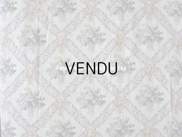 画像3: 未使用 1930年代 アンティーク  ローズパニエ柄 ファブリック 薄紫 78×310cm (3)