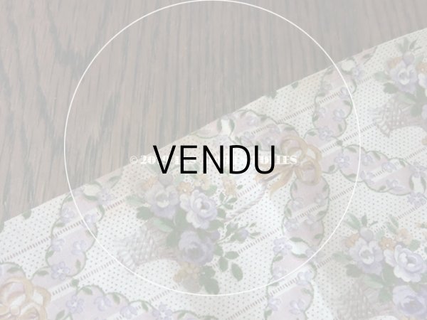 画像8: 未使用 1930年代 アンティーク  ローズパニエ柄 ファブリック 薄紫 78×310cm (8)