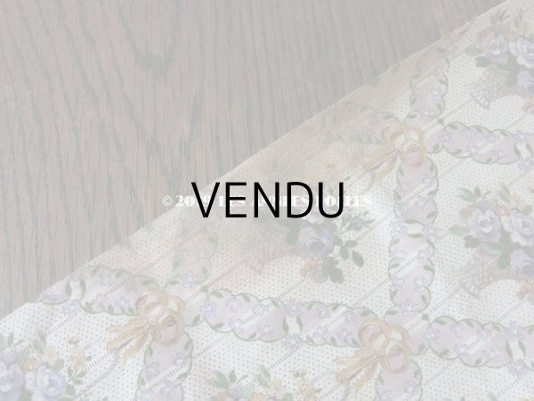 画像10: 未使用 1930年代 アンティーク  ローズパニエ柄 ファブリック 薄紫 78×310cm (10)