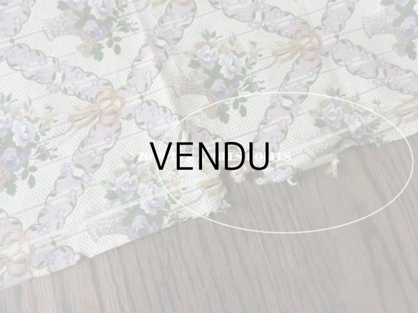 画像15: 未使用 1930年代 アンティーク  ローズパニエ柄 ファブリック 薄紫 78×310cm (15)