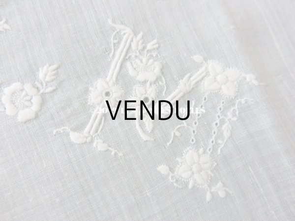 画像7: 新品同様 19世紀 アンティーク  結婚式のハンカチ 王冠とモノグラムのホワイトワーク & ヴァランシエンヌレース (7)