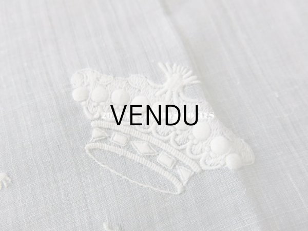 画像5: 新品同様 19世紀 アンティーク  結婚式のハンカチ 王冠とモノグラムのホワイトワーク & ヴァランシエンヌレース (5)