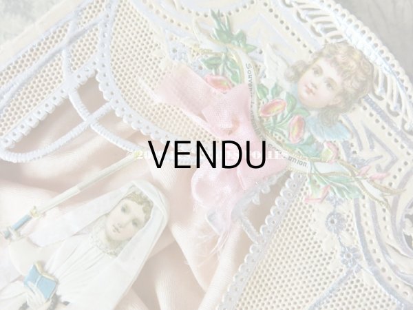 画像4: アンティーク  初聖体 立体のカニヴェ 箱付き コミュ二オンの少女  (4)