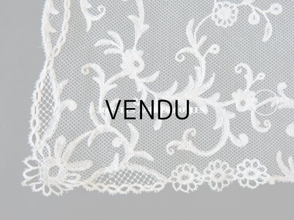 画像10: 19世紀　アンティーク バテム（洗礼式)用の大きなヴェール アプリカシオン・アングレテール　255×54cm (10)