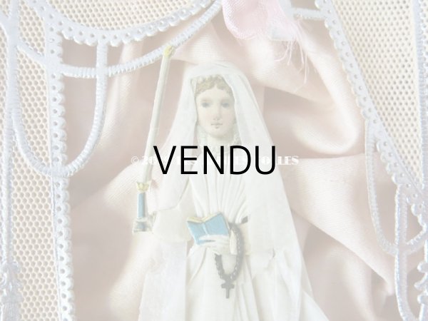 画像5: アンティーク  初聖体 立体のカニヴェ 箱付き コミュ二オンの少女  (5)