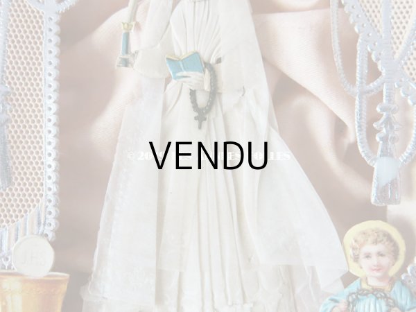 画像6: アンティーク  初聖体 立体のカニヴェ 箱付き コミュ二オンの少女  (6)