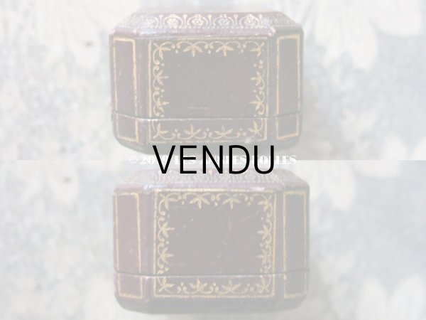 画像6: アンティーク 金彩入り ジュエリーボックス ブラウン ピアス用 (6)