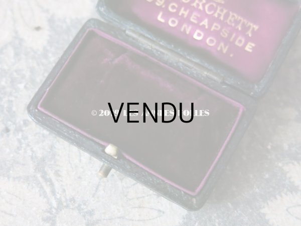 画像4: アンティーク 本革製 王冠のジュエリーボックス  ピアス用　深紫のベルベット (4)