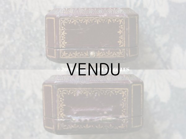 画像5: アンティーク 金彩入り ジュエリーボックス ブラウン ピアス用 (5)