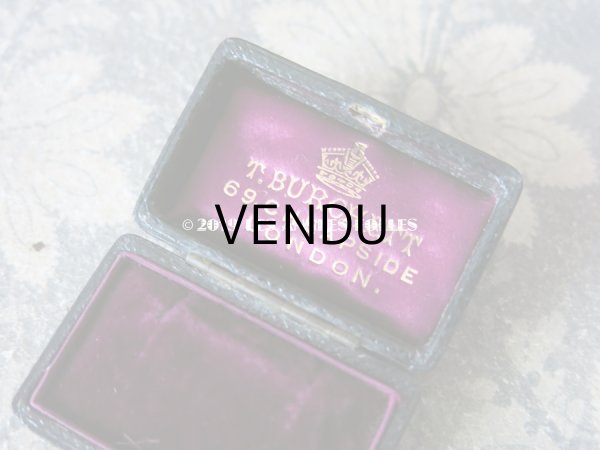 画像3: アンティーク 本革製 王冠のジュエリーボックス  ピアス用　深紫のベルベット (3)