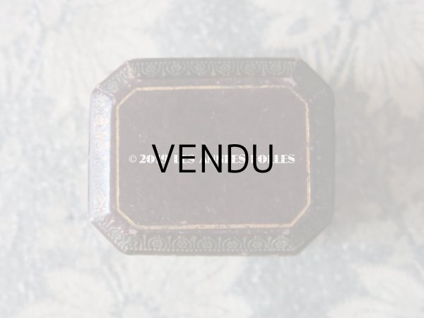 画像3: アンティーク 金彩入り ジュエリーボックス ブラウン ピアス用 (3)