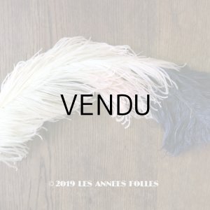 画像: 19世紀末 アンティーク 大きなフェザー ピンク＆オフホワイト＆ダークブルー 羽飾り 