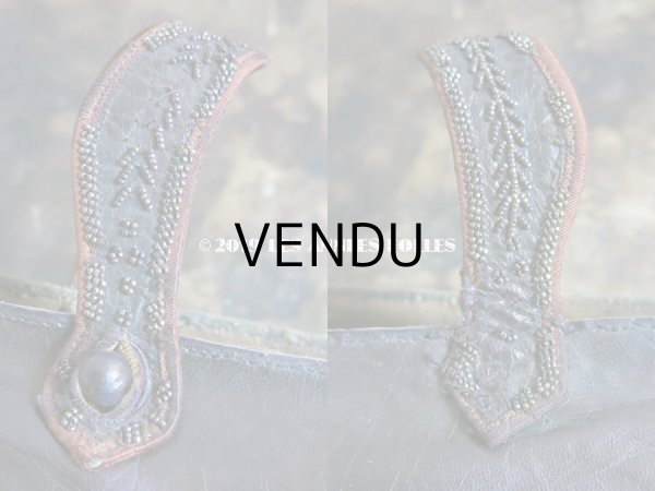 画像6: 19世紀末 アンティーク シューズ メタルビーズの刺繍 ブラウン (6)