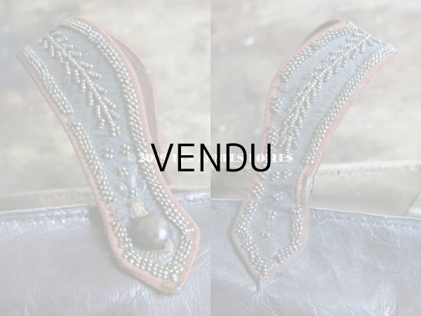 画像9: 19世紀末 アンティーク シューズ メタルビーズの刺繍 ブラウン (9)