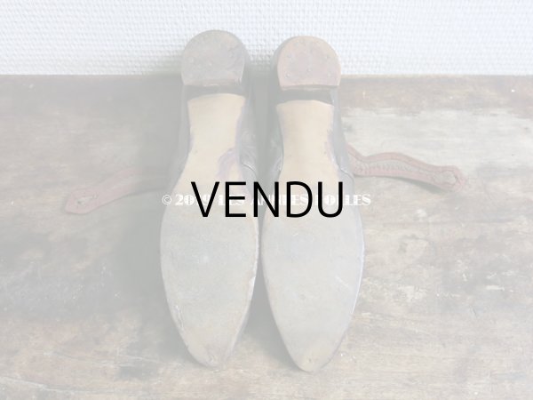 画像3: 19世紀末 アンティーク シューズ メタルビーズの刺繍 ブラウン (3)
