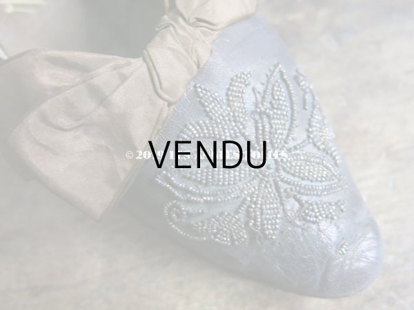 画像8: 19世紀末 アンティーク シューズ メタルビーズの刺繍 ブラウン (8)