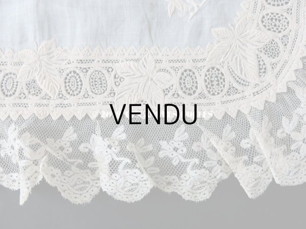 画像15:  19世紀 アンティーク  結婚式のハンカチ リーフ柄＆モノグラム【LR】 のホワイトワーク & 手編みのヴァランシエンヌレース (15)