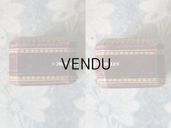 画像6: アンティーク 本革製 ジュエリーボックス 金彩入り ボルドー ピアス用ボックス (6)