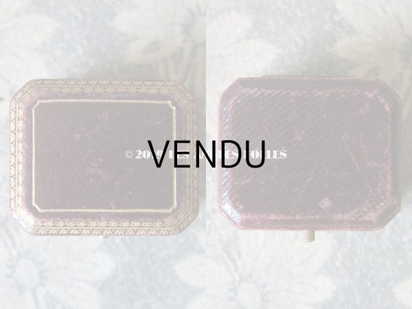 画像4: アンティーク 本革製 ジュエリーボックス 金彩入り ボルドー ピアス用ボックス (4)