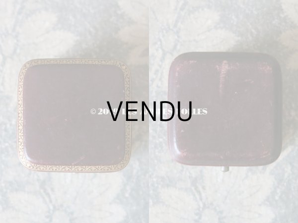 画像3: アンティーク 本革製 ジュエリーボックス 金彩入り ボルドー リングボックス (3)