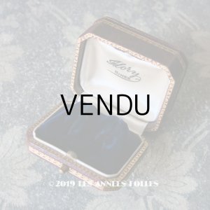 画像: アンティーク 本革製 ジュエリーボックス 金彩入り ボルドー ピアス用ボックス