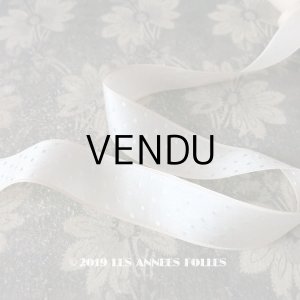 画像: 1900年代 アンティーク シルク製 ドット柄のジャガード織リボン サテンの縁取り オフホワイト＆ホワイト 2.8m