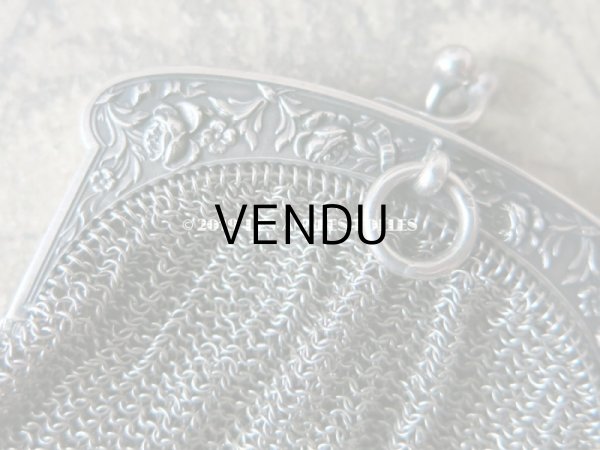 画像6: 1900年代 アンティーク シルバー製 メタルメッシュ コインケース 内ポケット付 薔薇とリボンのガーランド (6)