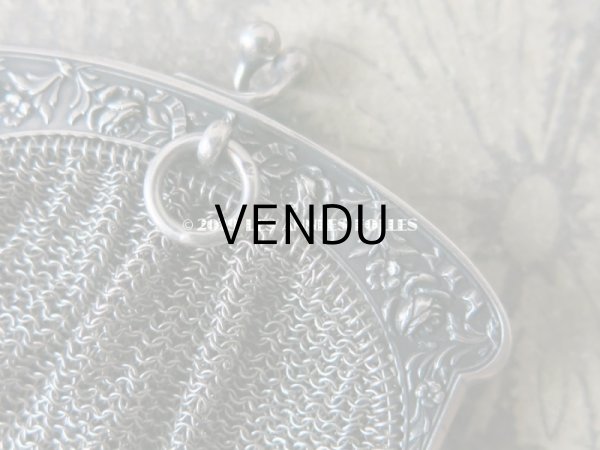 画像7: 1900年代 アンティーク シルバー製 メタルメッシュ コインケース 内ポケット付 薔薇とリボンのガーランド (7)