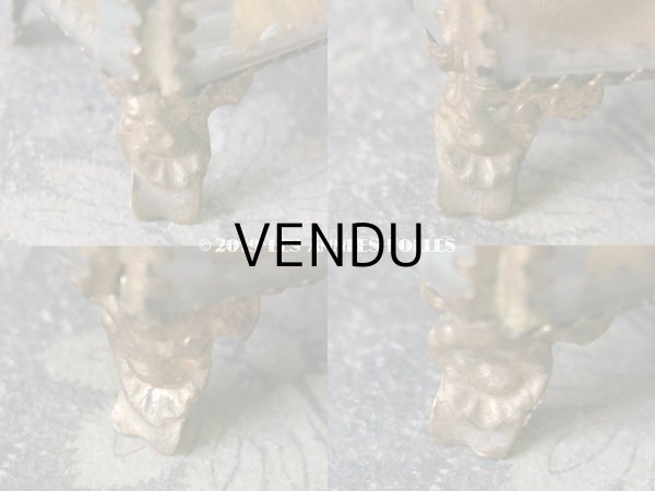 画像8: アンティーク 小さなジュエリーボックス スモーキーイエローのシルク製クッション (8)