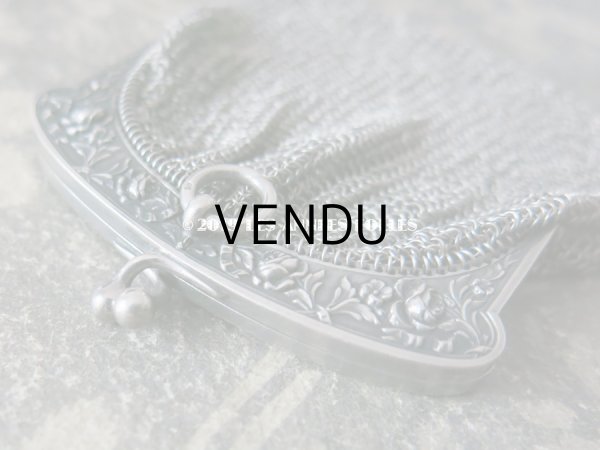 画像8: 1900年代 アンティーク シルバー製 メタルメッシュ コインケース 内ポケット付 薔薇とリボンのガーランド (8)