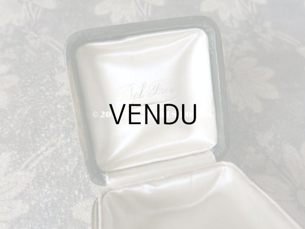 画像7: アンティーク 本革製 ジュエリーボックス 金彩入り モスグリーン (7)