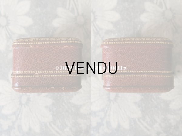 画像5: アンティーク 本革製 ビジュートリー BOUCHERON のジュエリーボックス 金彩入り リングボックス 煉瓦色 (5)