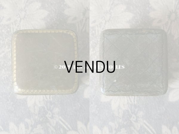 画像3: アンティーク 本革製 ジュエリーボックス 金彩入り モスグリーン (3)