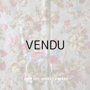 画像: 19世紀 アンティーク ファブリック 子供達と薔薇　41×82cm