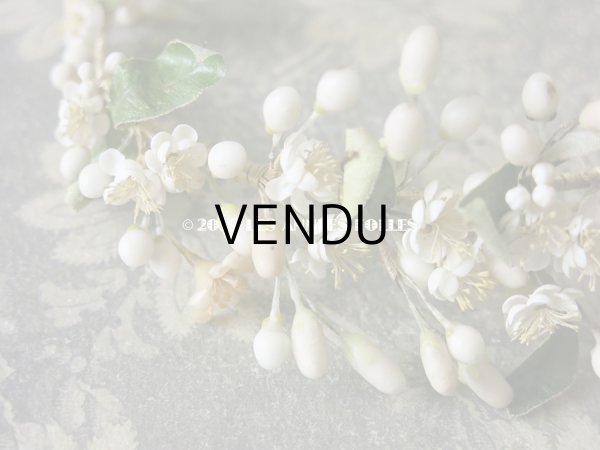 画像6: アンティーク ワックスフラワーのヘッドリース オレンジの花＆桜 ウェディング 結婚式 ティアラ  (6)