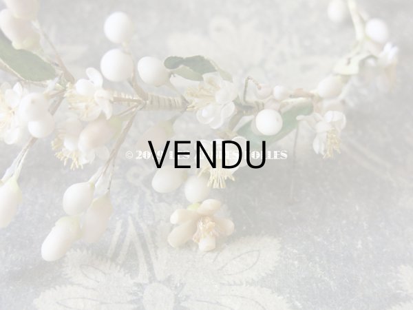 画像8: アンティーク ワックスフラワーのヘッドリース オレンジの花＆桜 ウェディング 結婚式 ティアラ  (8)