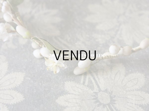 画像9: アンティーク ワックスフラワーのヘッドリース オレンジの花＆桜 ウェディング 結婚式 ティアラ  (9)